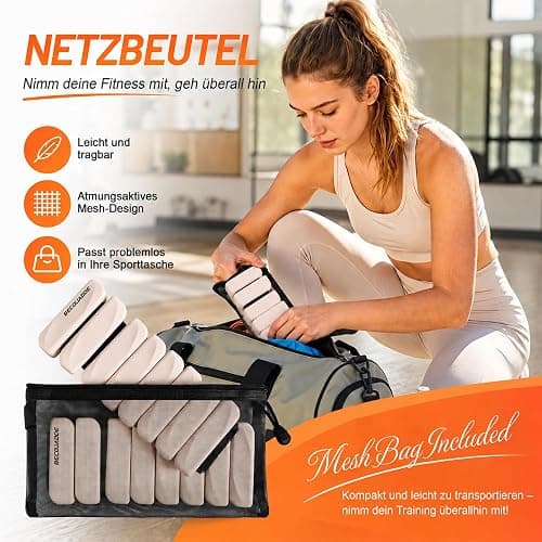 BECOJADDE Gewichtsmanschetten fuß 0.45 KG / 0.9 KG Je Gewichte für Beine und Arme Set 2 Ankle Weights Handgelenk Gewichte Knöchelgewichte Fussgewichte für Laufen Joggen Cardio Aerobic Krafttraining thumbnail 7