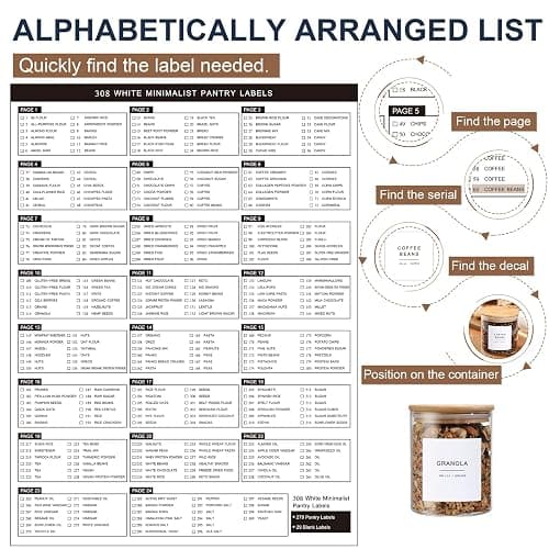 308 Kitchen Pantry Labels for Food Containers, 3 Sizes White Minimalist Labels for Organizing, Food Label for Jars, Storage Bins, Preprinted Waterproof Pantry Label for Containers thumbnail 6