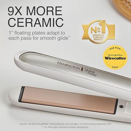 Remington Shine Therapy 1 Inch Hair Straightener, Argan Oil & Keratin | Keratin ceramic plates deliver smooth results; this flat iron reduces frizz for ideal hair styling. thumbnail 7