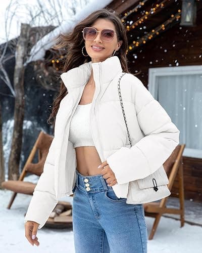 Cityork Women's Winter Quilted Jackets Casual Long Sleeve Puffer Coat Padded Outwear with Pockets thumbnail 3