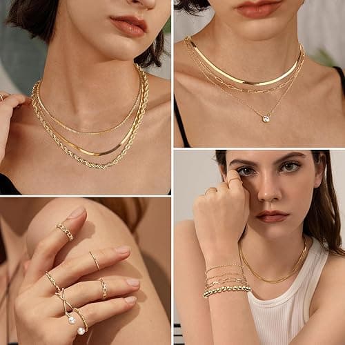 Thunaraz Gold Jewelry Sets for Women Trendy Gold Accessories Gold Necklace and Bracelet Set Gold Jewelry Pack thumbnail 4
