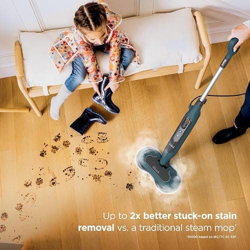 Shark Steam & Scrub All-in-One Scrubbing and Sanitizing Hard Floor Steam Mop, 2 Steam Modes, 2 Dirt Grip Soft Scrub Pads Included, XL Removable Water Tank, Swivel Steering, Teal, S8002BRN thumbnail 2