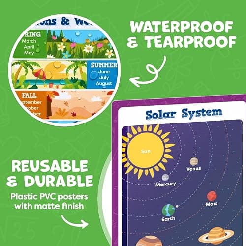Educational Learning Posters for Toddlers 1-3 - 20pc Classroom Toddler Learning Posters - 16” x 11” Classroom Decor, Back to School Teacher Supplies - Kindergarten Preschool Classroom Must Haves thumbnail 6