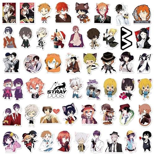 100PCS Classic Anime BSD Stickers Japanese Anime Decals Stickers Waterproof Vinyl Hydroflask Phone Skateboard Laptop Stickers, Aesthetic Sticker thumbnail 3