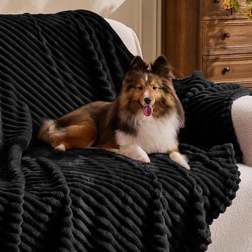 BEDELITE Ribbed Jacquard Black Fleece Throw Blanket for Couch, 50x60 Inch | Soft Warm Decorative Fluffy Blanket, Cozy Plush Lightweight Fuzzy Throw Blanket for Bed Sofa Home Room Decor, Gift for Women thumbnail 3