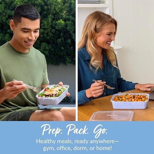 Bentgo Prep - 20-Piece 1-Compartment Reusable Meal Prep Containers with Lids, PFAS & BPA Free Materials, Durable, Microwave, Freezer, & Dishwasher Safe To Go Food Storage (Periwinkle) thumbnail 4