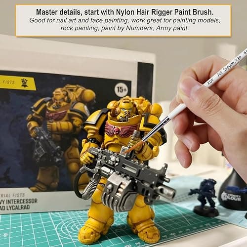 XDT#830 Rigger Artist Paint Brush 6 Piece Set Extra Long Fine Point Liner Tip #000#00#0#1#2#3, Scale Models Nail Acrylic Oil Watercolor thumbnail 6