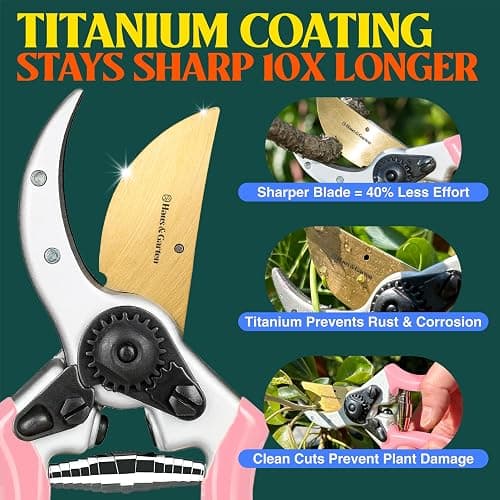 Haus & Garten ClassicPRO 8.5" Premium Titanium Bypass Garden Shears - Use as Pruners, Pruning Shears for Gardening, Hand Pruners, Handheld Garden Clippers, Scissors for Women thumbnail 2
