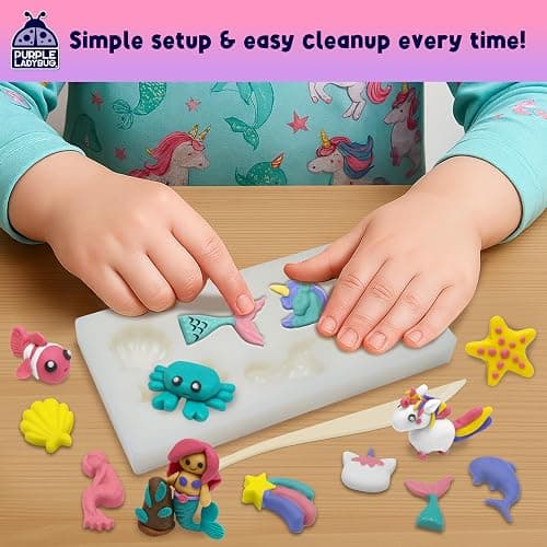 Eraser Lab DIY Clay Mini Cute Eraser Kit for Girls - Unicorn & Mermaid Theme - Fun Craft Activity for Girls Aged 4 5 6 7 8 9 10, Perfect Back to School Supply, Ideal Christmas & Birthday Gift Idea thumbnail 5