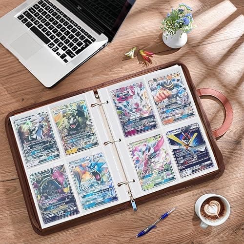 Sammelkarten Hüllen 400 Pockets Leere Pokemon Hüllen Photocard Sleeves 50 Seiten Doppelseitiges Sammelalbum Transparent Karten Folien Trading Einzeln für 3 Löcher Ringbüchern zum Sammeln und Tauschen thumbnail 4