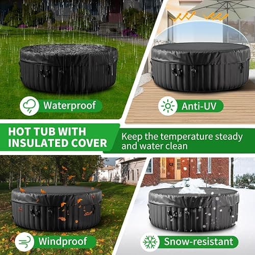 Inflatable Blow Up Hot Tub, 4-6 Person Square Portable Hot Tub, Leak-Proof PVC Outdoor Spa with 130 Strong Air Jets thumbnail 9