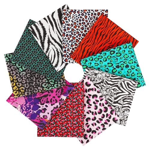 Craftido -25 Options- 100% Cotton Quilting Fabric Bundles 10pcs Fat Quarters 18”x21”-Medium Weight 5.2 oz- Soft Cotton for Quilting, Sewing Project, Patchwork, DIY Crafts – Fancy Animal - Image 1