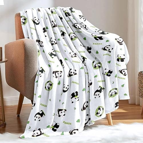 Panda Blanket Super Soft Cozy Blankets White Pandas Stuff Pandabear Gifts for Girls Kids Teens Adults Flannel Fleece Blanket Lightweight Cute Panda Accessories (White Panda, 50"x60") thumbnail 3