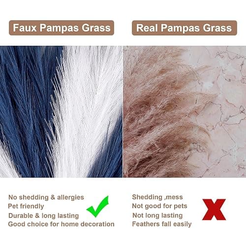 Acfruits 30PCS Blue and White Faux Pampas Grass 17" for Vase Filler Decor | Fluffy Artificial Pampas Grass, Blue and White Feather Pampas, Pompas Grass, Flower Arrangement and Vase Filler thumbnail 5