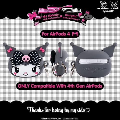 iFace My Melody 50th and Kuromi 20th Anniversary Case [ Compatible with AirPods 4 ] Cute Silicone Protective Cover [Carabiner Included] [Wireless Charging Capatible] - Kuromi 20th Anniversary thumbnail 2