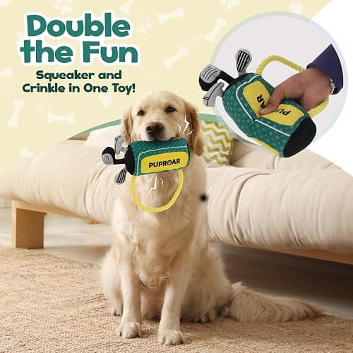 PUPROAR Golf Dog Toy, Dog Birthday Gift, Funny Squeaky Plush Rope Golf Bag Toy for Small, Medium & Large Breeds thumbnail 3