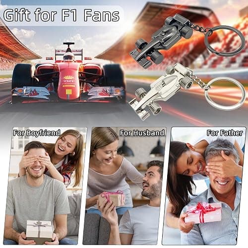 cuttnell F1 Keychain (2-Pack Silver & Black), Cool 3D Metal Racing Model Keychain for Gifts for Yourself or Your Boyfriend, Husband, Father, Driver and All Fans Who Love F1 & Formula One thumbnail 2