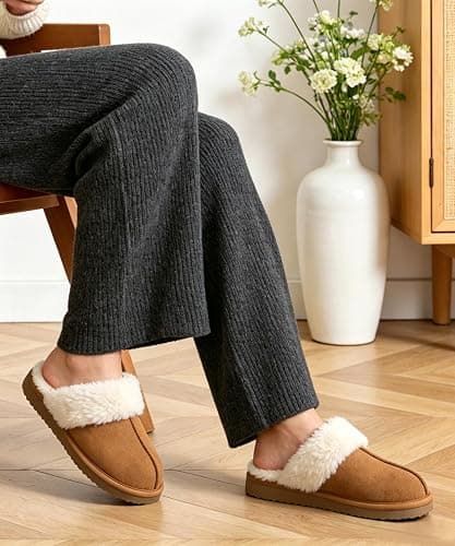 Litfun Fuzzy Memory Foam Slippers for Women Indoor Outdoor House Shoes | Fluffy Plush Lining, Non-slip Hard Sole, Faux Suede, Cozy and Warm, Cushioned, Slip On, Winter, Style, Machine Washable thumbnail 2