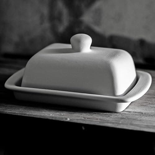 City to Cottage Large Butter Dish with Lid for Countertop, Ceramic Butter Keeper, Butter Container with Knob Handle, Butter Holder Tray with Cover, Handcrafted Sky, Baby Blue Polka Dot Butter Dish thumbnail 6
