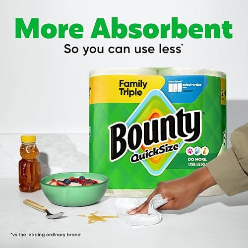 Bounty Quick-Size Paper Towels, White, 8 Family Triple Rolls = 27 Regular Rolls thumbnail 4