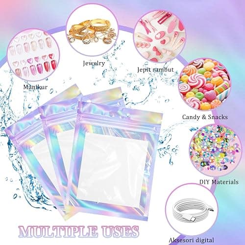 ESUOHYM 50 Pcs Nail Packaging Bags for Press On with 3 Double Side Tape | Holographic Press On Packaging Fits All Sizes, Nail Storage with Nail Cardboards, Nail Art Business Supplies Kit Salon Home thumbnail 7