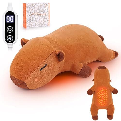 Electric Heating Pad for Cramps & Menstrual Pain Relief,14''Capybara Stuffed Animal Plush Heating Pad,USB Powered Portable Plush Heated Stuffed Animals for Neck/Back/Shoulder,Gift for Women Wife Girls - Image 1