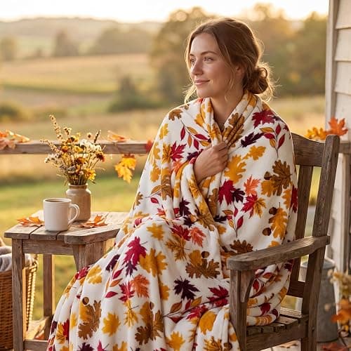 BEDELITE Fleece Blanket Soft Fall Throw for Couch Autumn Leaves 50"x60" | Ultra Soft Fleece, Plush Microfiber, Lightweight Warmth, Thanksgiving Gift, Fall Home Decor, Machine Washable, Couch Sofa Bed thumbnail 3