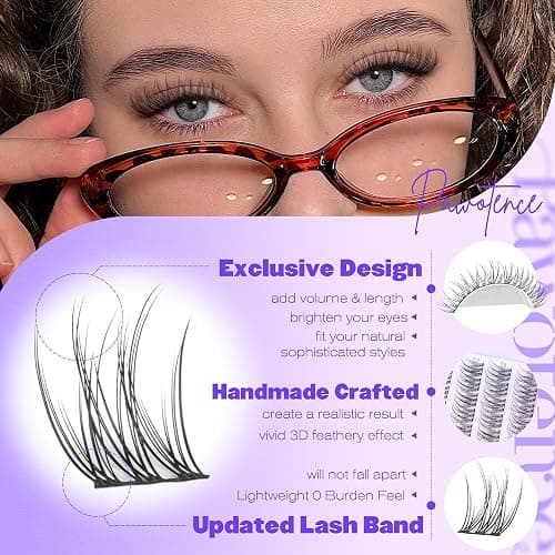 Pawotence Natural Lash Clusters Wispy Cluster Eyelash Extensions 144pcs Eyelash Clusters 9-12mm Individual Lashes Extension DIY Soft C Curved Lashes Clusters thumbnail 4