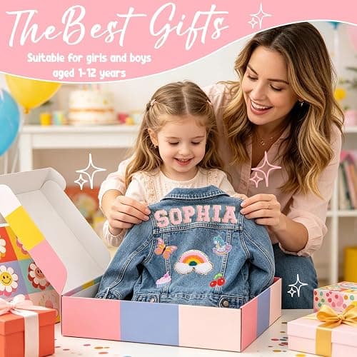 Gowelly Personalized Kids Denim Jean Jacket with Name Patche-Toddler Jacket | Back to School Outfits Clothes for Girls&Boy, Personalized 1-10 T Year Old Birthday Gifts from Grandmom Mom Aunt thumbnail 5
