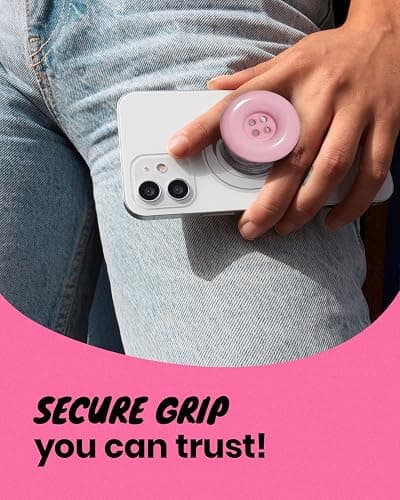Solid Color Button Phone Grip – Minimalist Design, Durable and Lightweight, Grip and Stand for Smartphones (Baby Pink, Magnetic Type) thumbnail 5