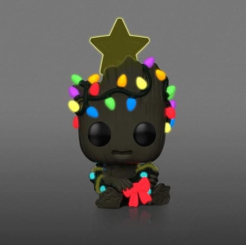Funko POP! Marvel Holiday Groot with Lights (Glow in The Dark), Exclusive, Multicolor, 3.75 inches thumbnail 2