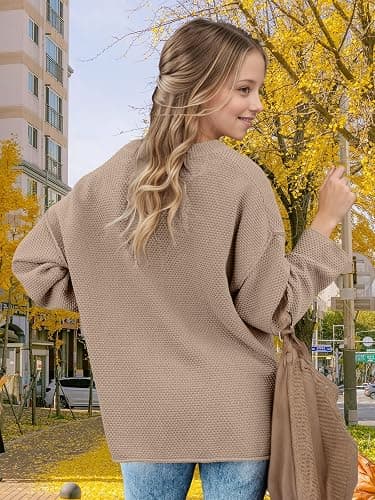 Girls Winter Sweaters 2025 Fashion Teen Tops Henley Kids V Neck Long Sleeve Loose Shirts Fall Warm Clothes thumbnail 3