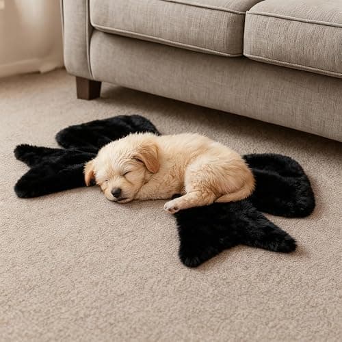 Tinideya Black Bow Rug 2 x 3 ft Cute Coquette Bow Area Rugs for Girls Bedroom Decor Faux Rabbit Fur Fluffy Bedside Shaggy Carpet with Serged Edge Non Slip for Nursery Playroom Home Floor thumbnail 5