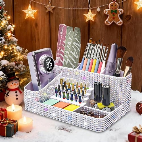 CGBE Nail Drill Holder, 28 Holes Nail Drill Bit Holder - Bling dz-White | Professional Nail Tools Organizer and Storage Box Case, Nail Desk Organizer for Nail Technician thumbnail 7
