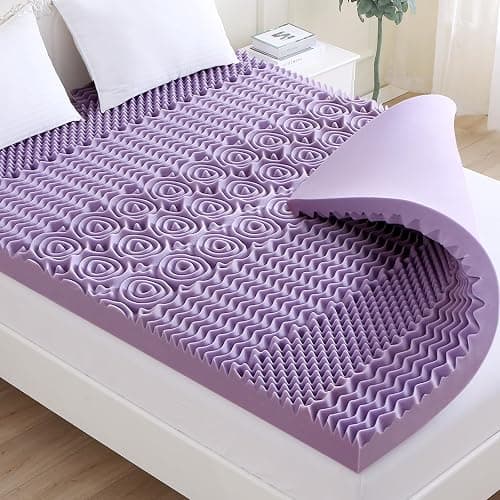 MUXHOMO 2 Inch 7-Zone Full Mattress Topper, Egg Crate Foam Mattress Topper Full Size for Back Pain, Lavender Cooling Gel Infused Bed Pad, CertiPUR-US and Oeko-TEX Certification (54"×75") - Image 1