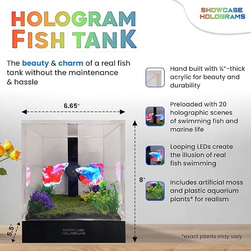 Showcase Holograms - Hologram Fish Tank | Holographic Aquarium with Moving Fish | Plug & Play, Lightweight & Durable | Perfect for Home, Office, Business or Gifts thumbnail 3