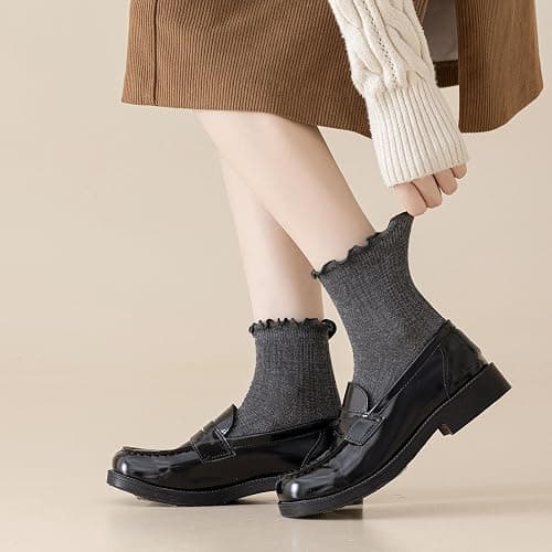 Mcool Mary Womens Crew Socks Ruffle Casual Cotton Frilly Breathable Cute Knit Lettuce Trim Dress Ankle Socks 6 Pack thumbnail 7