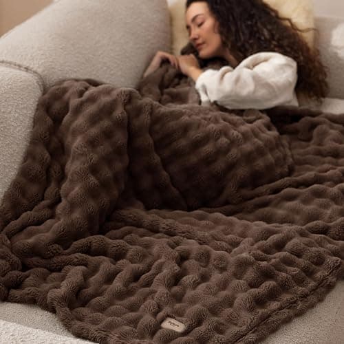 Bedsure Cloud Bubble Brown Throw Blanket for Couch, 50"×60" | Lightweight Decorative, Fleece, Couch/Sofa/Bed, Soft, Cute, Gifts for Women, Room Decor thumbnail 9