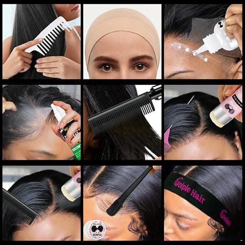 Hot Comb Hair Straightener Set for Lace Front Wigs - Heat Pressing Combs Ceramic Curling Flat Iron Electric Hot Comb for Wigs - Hair Straighteners Straightening Comb for Women Wig Installation Kit thumbnail 7