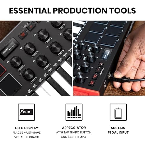 Akai Professional MPK Mini MK3-25 Key USB MIDI Keyboard Controller With 8 Backlit Drum Pads, 8 Knobs, Music Production Software and Native Instruments Sound Package (NKS Integration) thumbnail 4