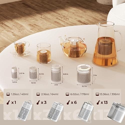 Reinmoson Tea Strainers for Loose Tea, Extra Fine Mesh Tea Infuser, 304 Stainless Steel & Updated Slim Threaded Lid, Loose Leaf Tea Steeper for Black Tea, Rooibos, etc thumbnail 9