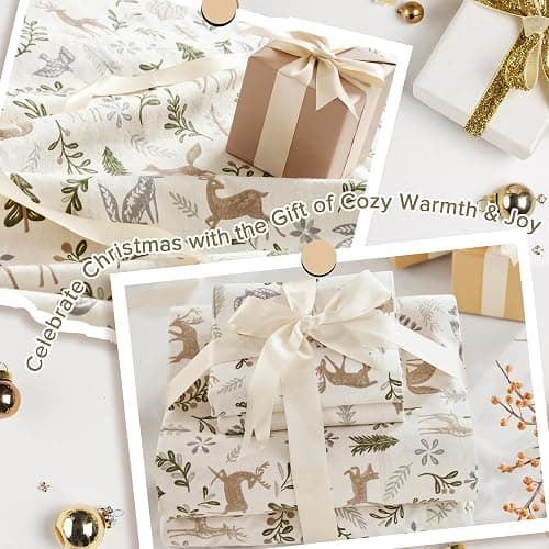 Sleep Philosophy True North 100% Cotton Flannel Sheets Queen Size, Cozy Flannel Sheet Set Brushed for Extra Softness, Heavyweight Novelty Print Warm Flannel Bedding Set, Tan Woodland Winter 4 Piece thumbnail 9