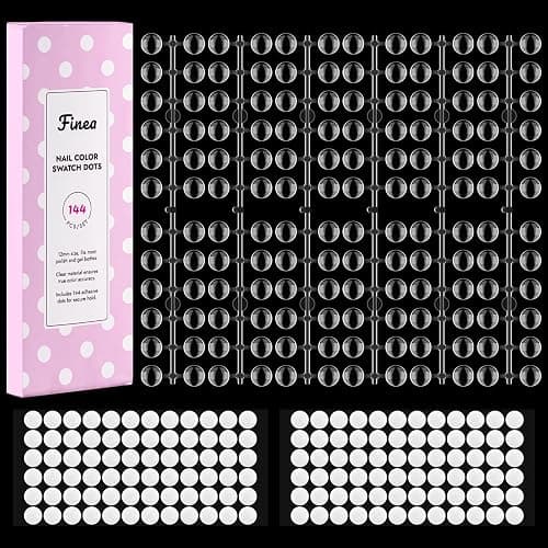Finea 144pcs Gel Nail Polish Color Display Swatch Dots with Stickers Clear Transparent Acrylic Plastic Labels Nail Art Paint Color Analysis Chart Sample Accessories Nail Tech Must Have Salon Supplies - Image 1