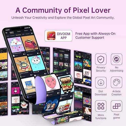 Divoom Times Gate - Cute Gaming Digital Clock with Smart App-Controlled, Support Weather Forecast, Stock Market/Exchange Rate, Social Media, Pixel Art Display for Gamers & Home Office Decor (Pink) thumbnail 6