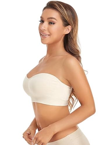 Lusait Strapless Bra for Women Non-Slip Silicone Padded Bandeau Bra Wireless Tube Top Bralette thumbnail 2