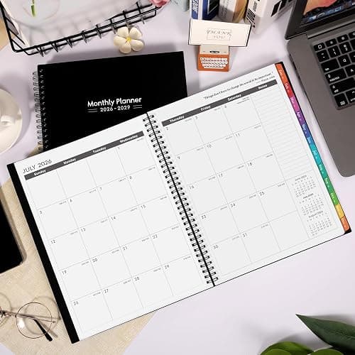 2026-2029 Monthly Planner - 3 Year Planner 2026-2029, JUL 2026 - JUN 2029, 36 Months Calendar Planner, 9" x 11", 3 Year Monthly Planners 2026-2027 with Colorful Tabs, Pocket, Notes - Black thumbnail 2