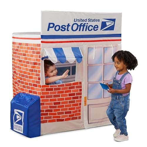 Kid Trax Pop Up Kids Magical Play Tent, Large Front and Rear Openings, Carrying Case Included, Easy Storage, USPS Post Office, White - Image 1