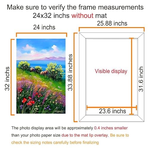 BESCRCL 24x32 Picture Frame Brown, Poster Frames Wall Hanging, Display Pictures 24 x 32 without Mat, 1 Pack thumbnail 3