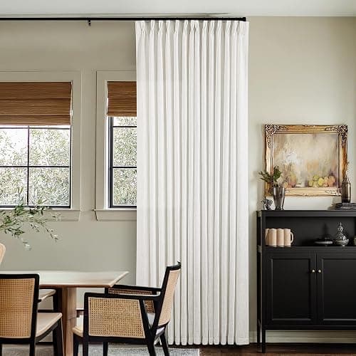 TWODRAPES Beige White Pinch Pleated Linen Curtains 2 Panels 100 Inches Long | Memory Training Shaped, Semi Sheer Pleat Drapes with Hooks Rings, Light Filtering Curtains 40x100 for Living Room Bedroom thumbnail 9