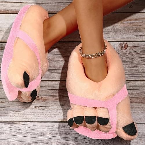 Novelty Big Toe Cartoon Fuzzy Slippers, Non Slip Funny Slipper, Warm Cotton Soft Plush Home Slippers Indoor Outdoor Winter thumbnail 7